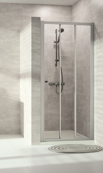 dušas durvis Alpha 2, 800-1800 mm, h=1200-2000, matēts sudrabs/caurspīdīgs stikls